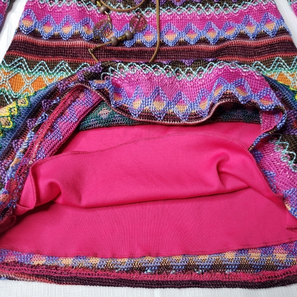 Rare Editions Dress Multicolor Chevron Print Lined Bell Sleeves Girl's Size 5 - Picture 13 of 14